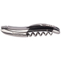 Laguiole buffalo horn corkscrew with dark handle on a white background