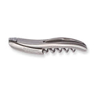 Laguiole brushed steel corkscrew folded on a white background