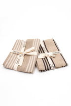 Thieffry Belgian Linen Dishtowels, White Stripe & Natural, Set of 2